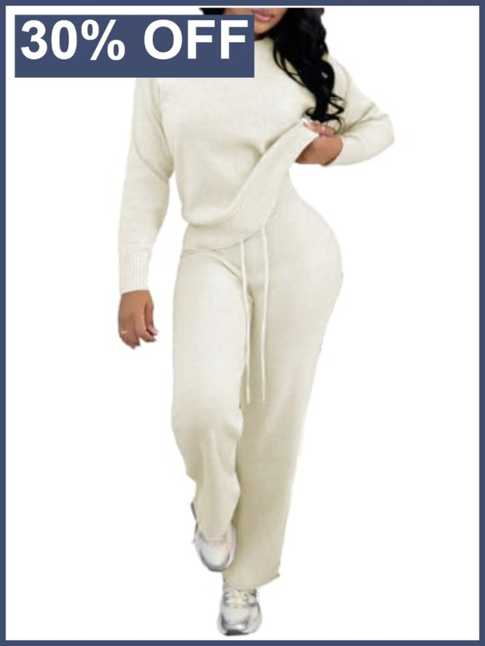 Women's Soft Knit Sweater & Pants Set Side Cutout Loungewear